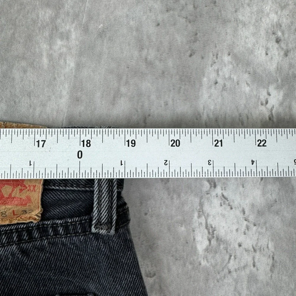 Levis 501 Jeans Mens 38x32 Faded Black Straight Leg Button Fly Denim 2000s